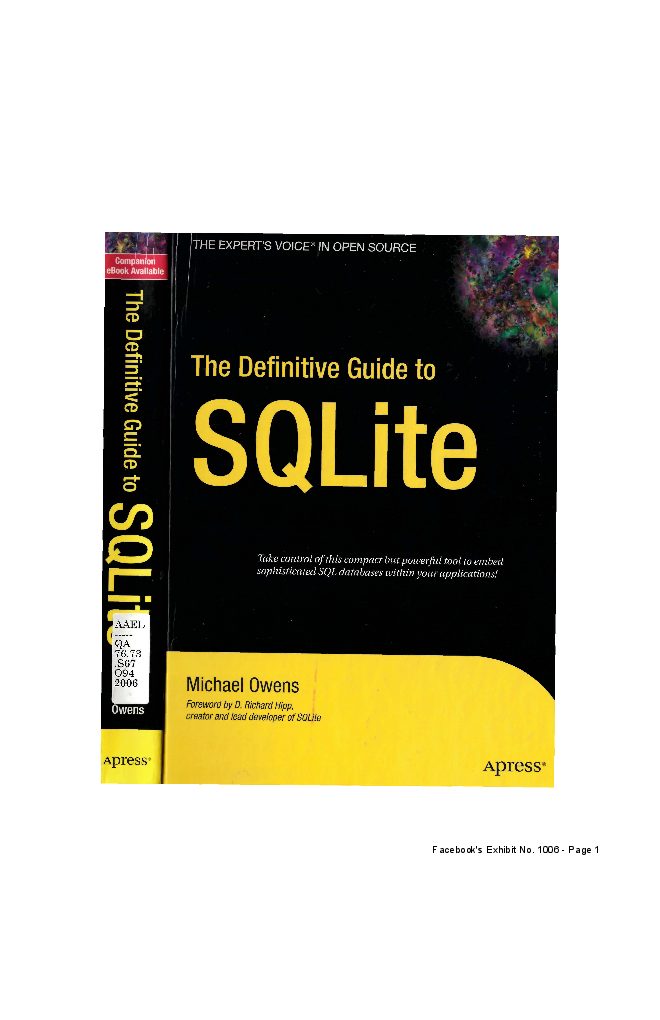 The Definitive Guide to SQLite (Definitive Guide)
